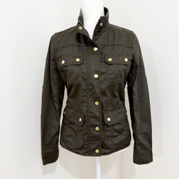 J. Crew Downtown Field Jacket Waxed Cotton Mossy Brown Size XS - Picture 3 of 5